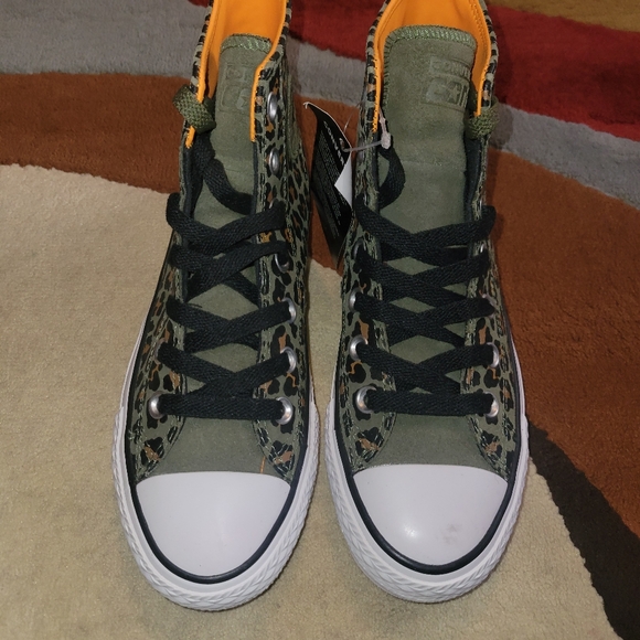 RARE🔥 Converse ZOOM CONS PRO CTAS Hi Leopard Olive Cheetah Print Sz 3.5 M Shoes - Picture 3 of 10